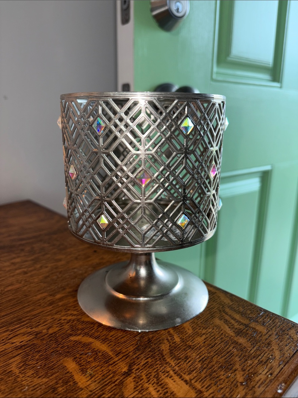 Bath & Body Works Silver Diamond Candle Holder